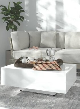VidaXL Salontafel 85x55x31 cm bewerkt hout hoogglans wit