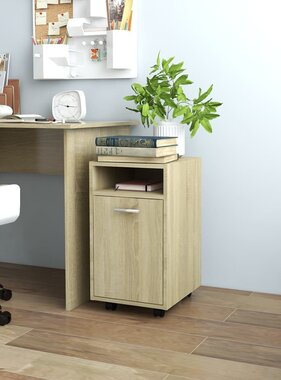 VidaXL Bijzetkast met wielen 33x38x60cm spaanplaat sonoma eikenkleurig