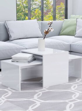 VidaXL Salontafelset 100x48x40 cm bewerkt hout hoogglans wit
