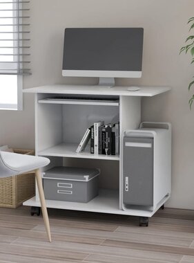 VidaXL Computerbureau 80x50x75 cm bewerkt hout wit