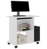 VidaXL Computerbureau 80x50x75 cm bewerkt hout wit