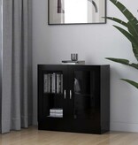VidaXL Vitrinekast 82,5x30,5x80 cm bewerkt hout zwart