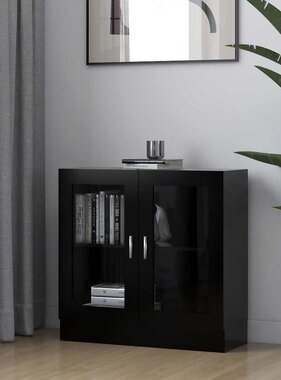 VidaXL Vitrinekast 82,5x30,5x80 cm bewerkt hout zwart