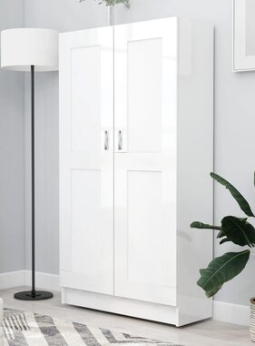 VidaXL Boekenkast 82,5x30,5x150 cm bewerkt hout hoogglans wit