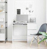 VidaXL Bureau 90x45x76 cm spaanplaat hoogglans wit