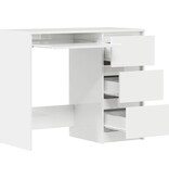 VidaXL Bureau 90x45x76 cm spaanplaat hoogglans wit
