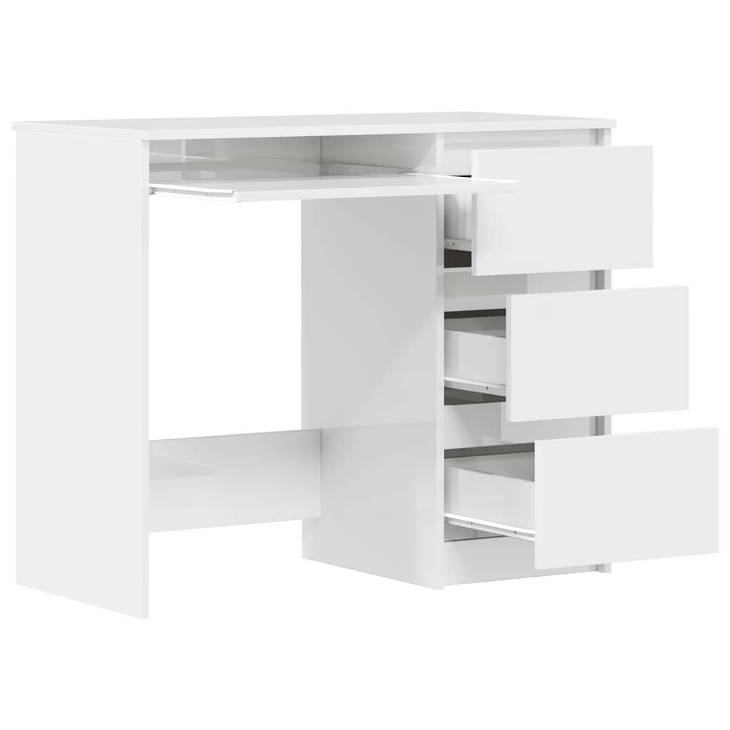 VidaXL Bureau 90x45x76 cm spaanplaat hoogglans wit