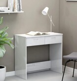 VidaXL Bureau 80x40x75 cm bewerkt hout hoogglans wit