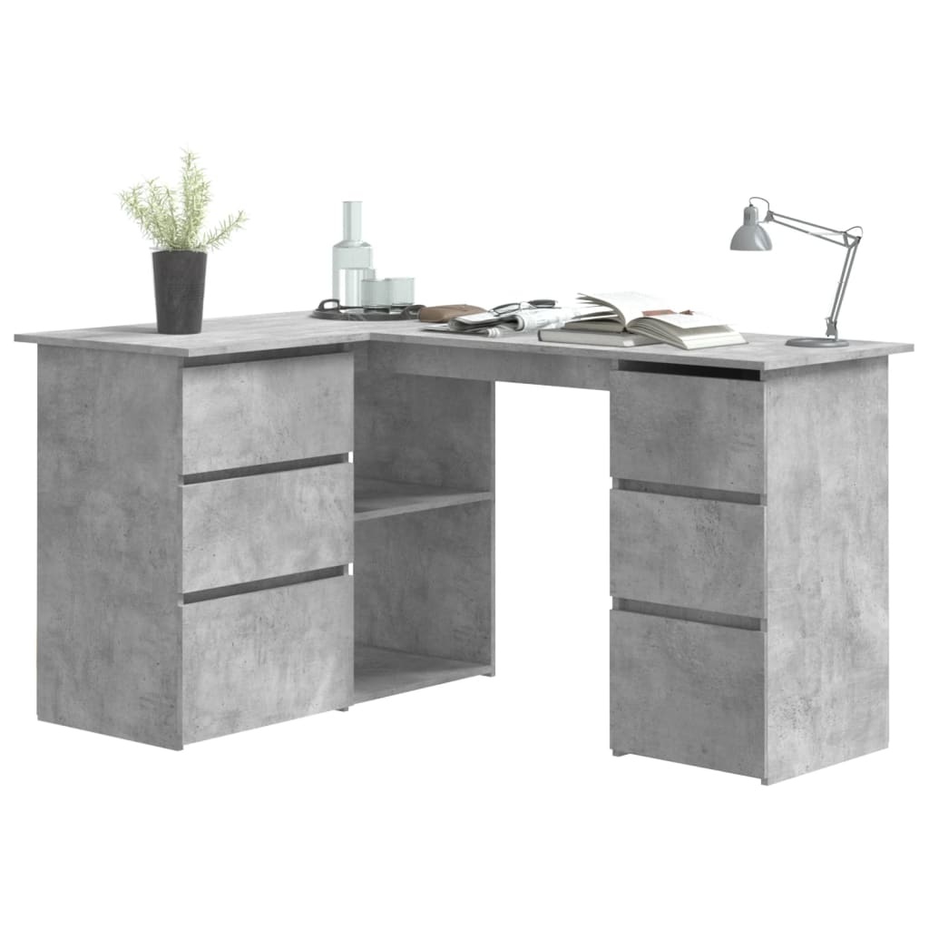 VidaXL Hoekbureau 145x100x76 cm bewerkt hout betongrijs