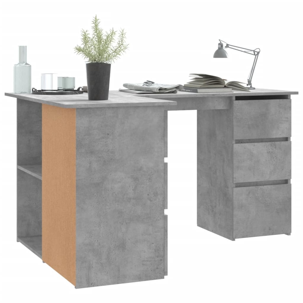VidaXL Hoekbureau 145x100x76 cm bewerkt hout betongrijs