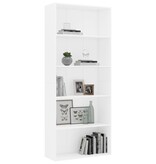 VidaXL Boekenkast met 5 schappen 80x30x189 cm spaanplaat wit