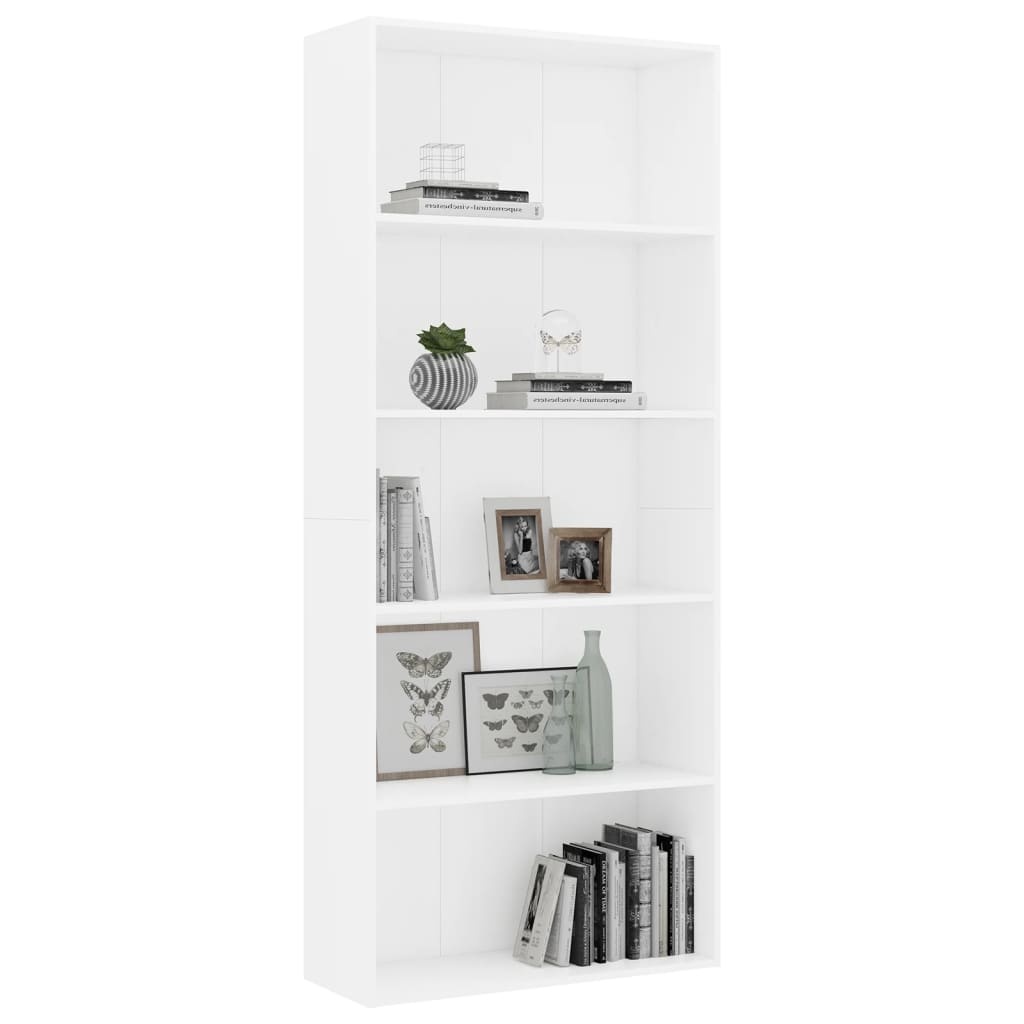 VidaXL Boekenkast met 5 schappen 80x30x189 cm spaanplaat wit