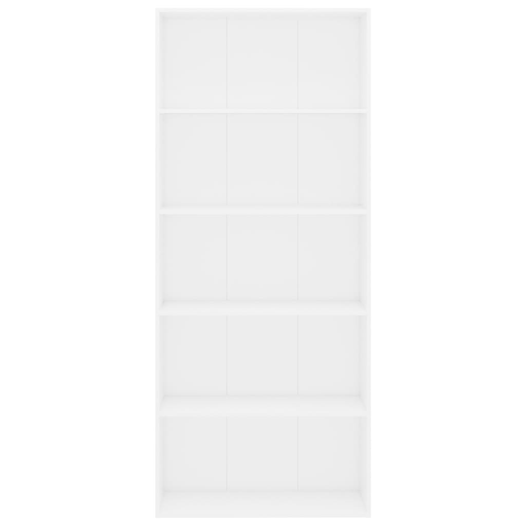 VidaXL Boekenkast met 5 schappen 80x30x189 cm spaanplaat wit