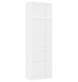 VidaXL Boekenkast met 5 schappen 60x30x189 cm bewerkt hout wit