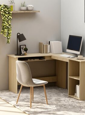 VidaXL Hoekbureau L-vormig 120x140x75cm bewerkt hout sonoma eikenkleur