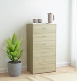 VidaXL Dressoir met 6 lades 50x34x96 cm bewerkt hout sonoma eikenkleur