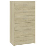 VidaXL Dressoir met 6 lades 50x34x96 cm bewerkt hout sonoma eikenkleur