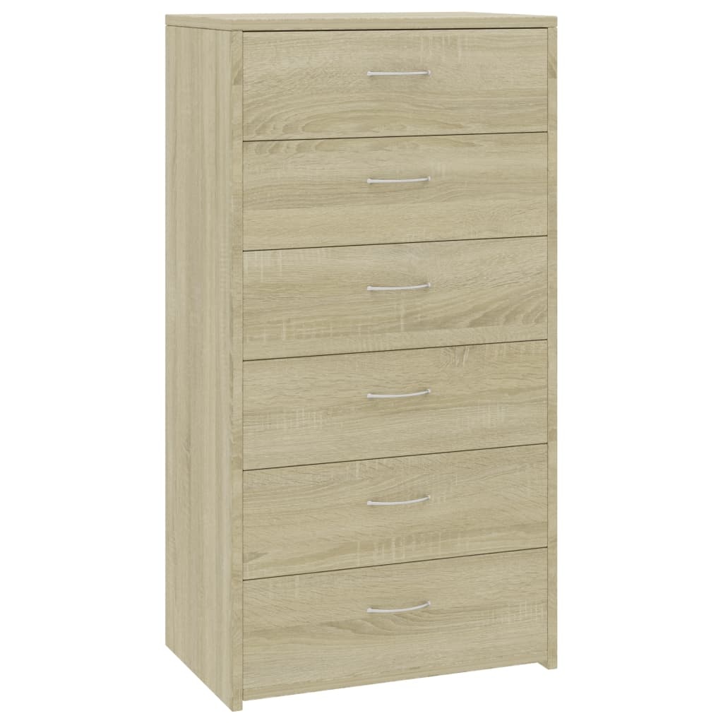 VidaXL Dressoir met 6 lades 50x34x96 cm bewerkt hout sonoma eikenkleur