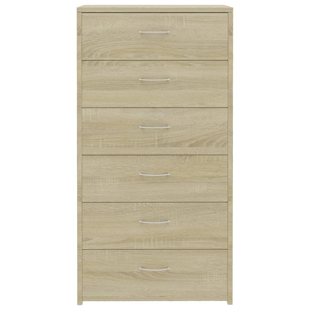 VidaXL Dressoir met 6 lades 50x34x96 cm bewerkt hout sonoma eikenkleur