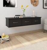 VidaXL Wandschap met lades 88x26x18,5 cm spaanplaat zwart