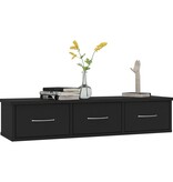 VidaXL Wandschap met lades 88x26x18,5 cm spaanplaat zwart