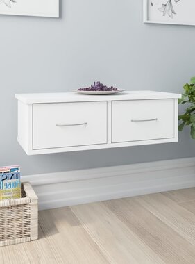 VidaXL Wandschap met lades 60x26x18,5 cm bewerkt hout wit