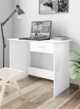 VidaXL Bureau 100x50x76 cm bewerkt hout wit