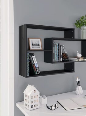VidaXL Wandschappen 104x20x58,5 cm bewerkt hout zwart