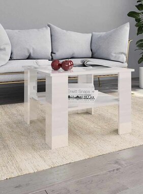 VidaXL Salontafel 60x60x42 cm bewerkt hout hoogglans wit
