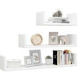 VidaXL Wandschappen 3 st bewerkt hout hoogglans wit