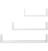 VidaXL Wandschappen 3 st bewerkt hout hoogglans wit