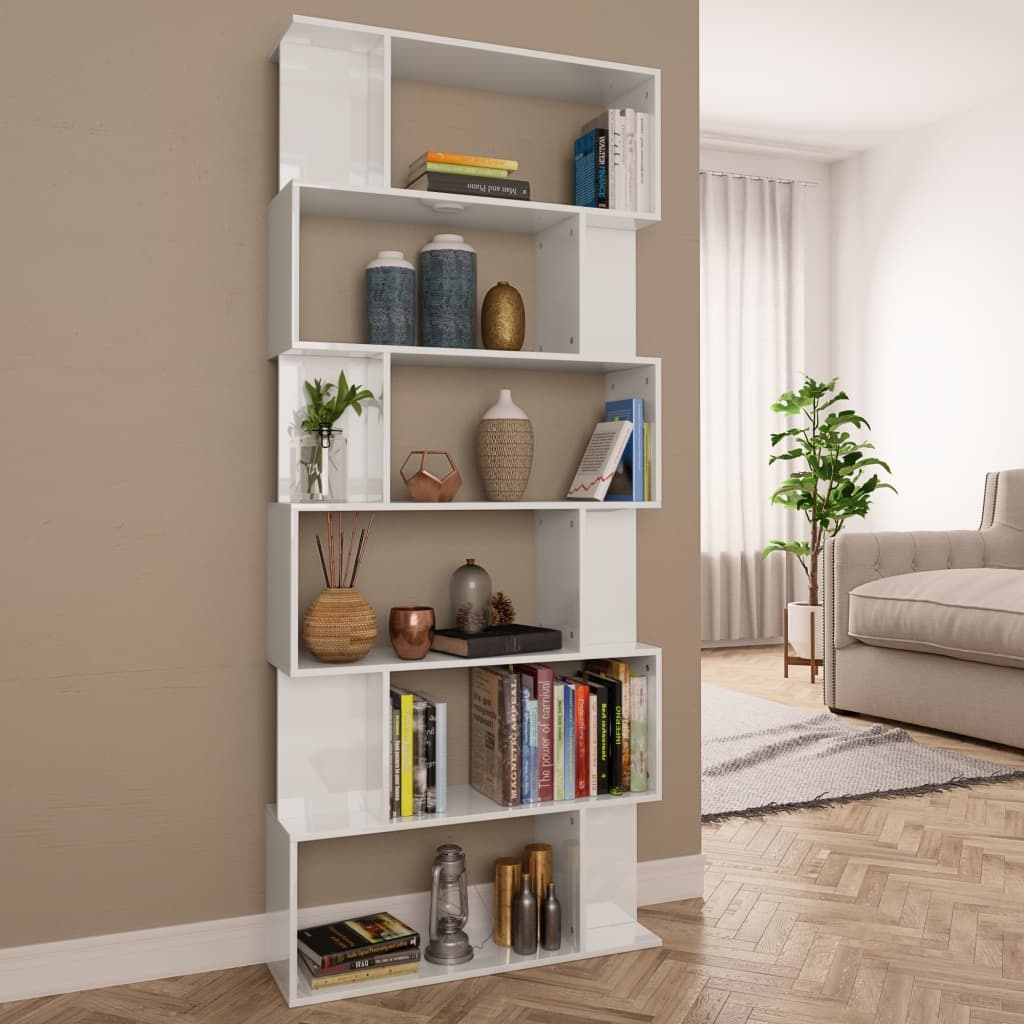 VidaXL Boekenkast/kamerscherm 80x24x192 cm hoogglans wit
