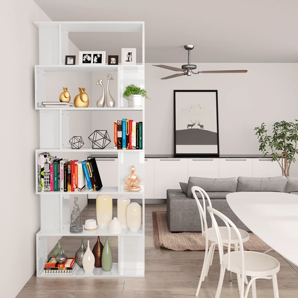 VidaXL Boekenkast/kamerscherm 80x24x192 cm hoogglans wit