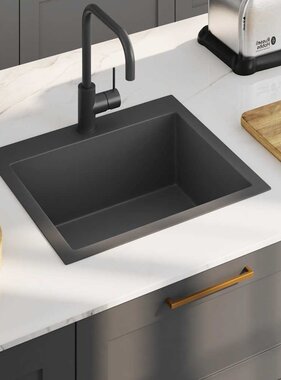 VidaXL Gootsteen handgemaakt roestvrij staal zwart