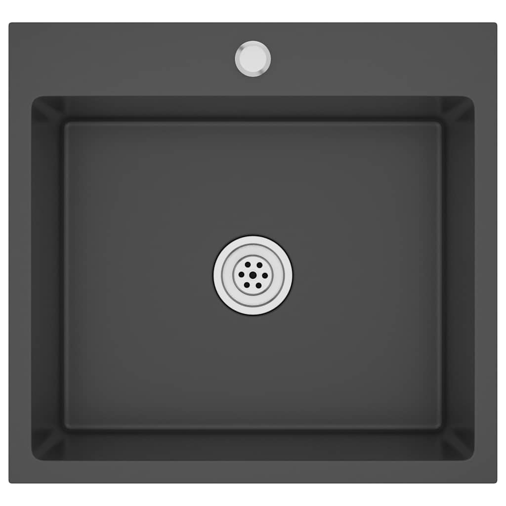 VidaXL Gootsteen handgemaakt roestvrij staal zwart