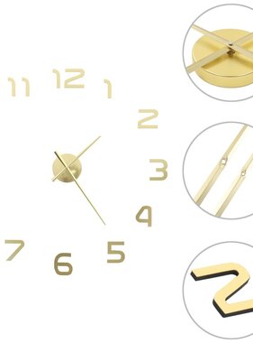 VidaXL 3D-wandklok 100 cm XXL modern goudkleurig