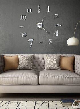 VidaXL 3D-wandklok 100 cm XXL modern zilverkleurig
