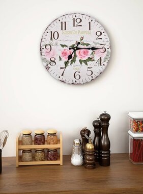 VidaXL Wandklok vintage stijl 30 cm bloemen