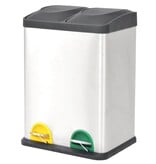 VidaXL Pedaalemmer voor recycling 36 L roestvrij staal