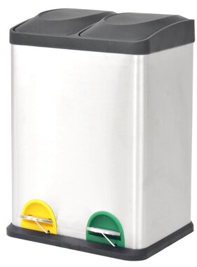 VidaXL Pedaalemmer voor recycling 36 L roestvrij staal