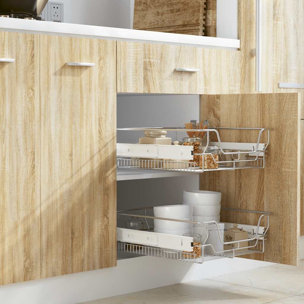 VidaXL Draadmanden uittrekbaar 2 st 500 mm zilverkleurig