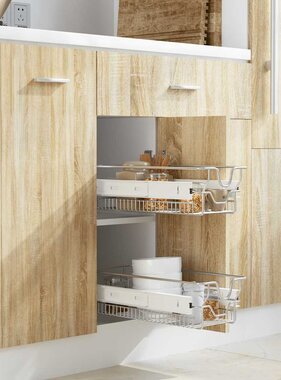 VidaXL Draadmanden uittrekbaar 2 st 300 mm zilverkleurig