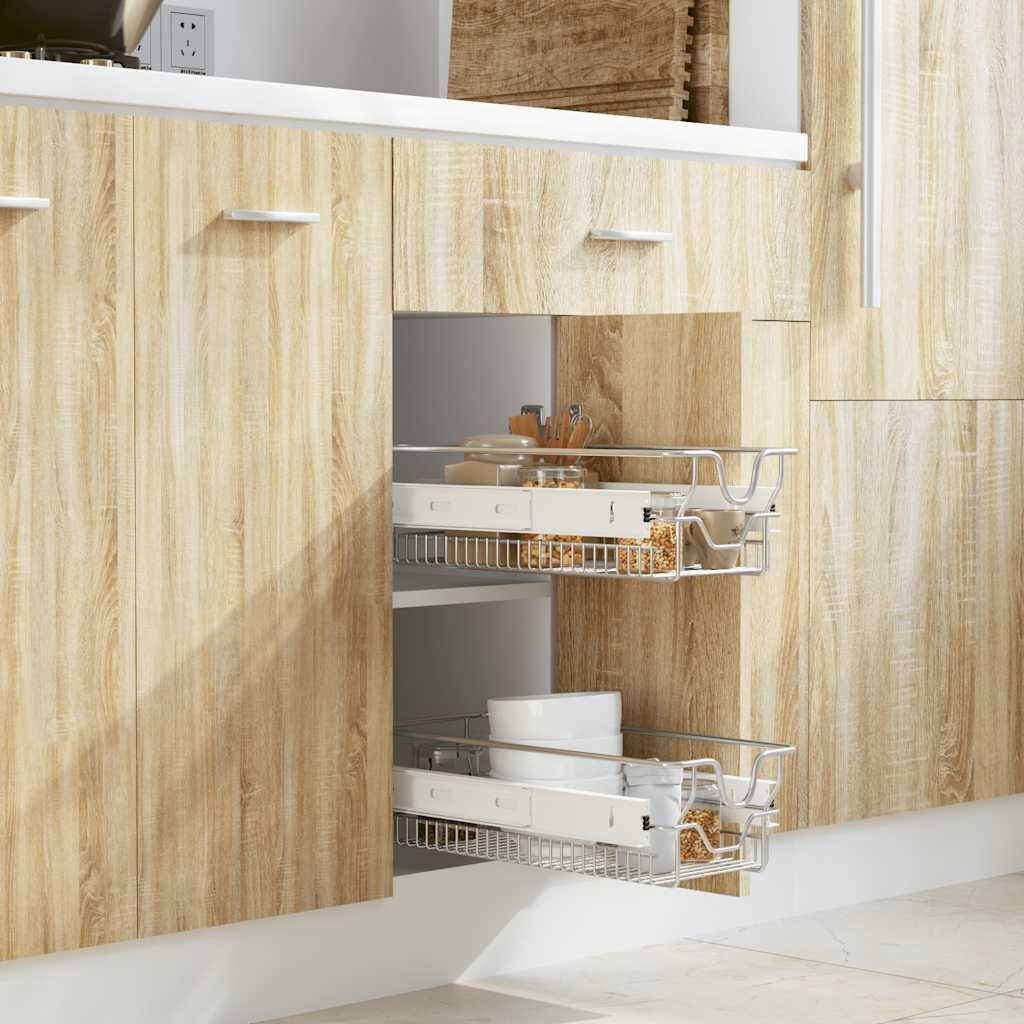 VidaXL Draadmanden uittrekbaar 2 st 300 mm zilverkleurig