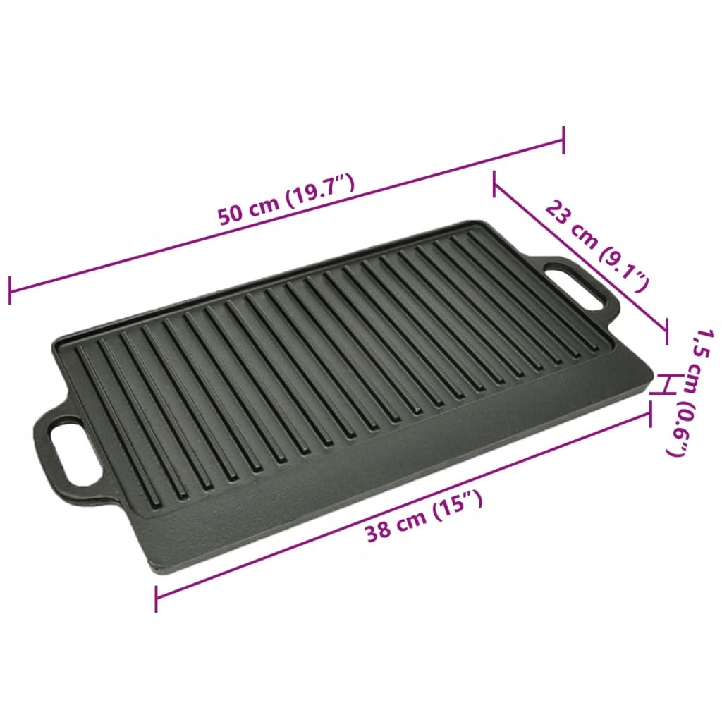 VidaXL Grillplaat dubbelzijdig 50x23 cm gietijzer