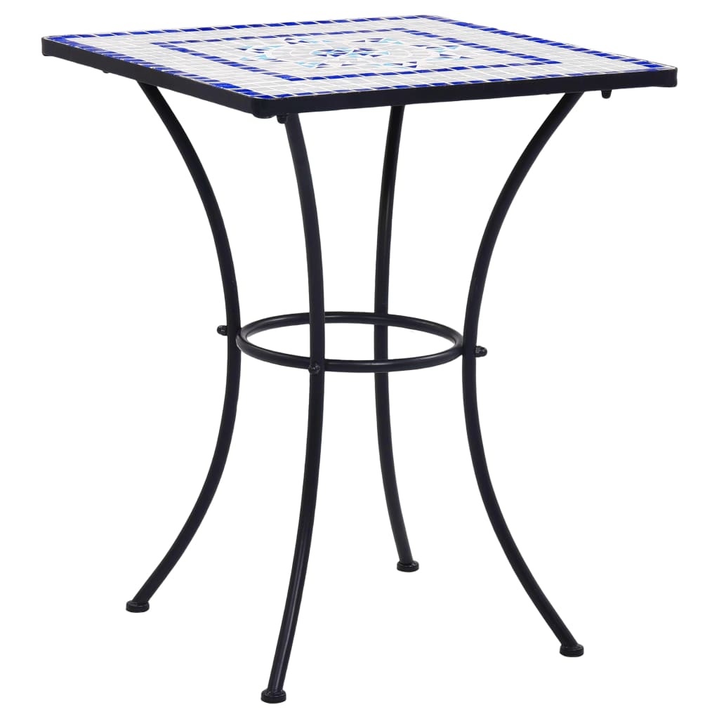 VidaXL Bistrotafel mozaïek 60 cm keramiek blauw en wit