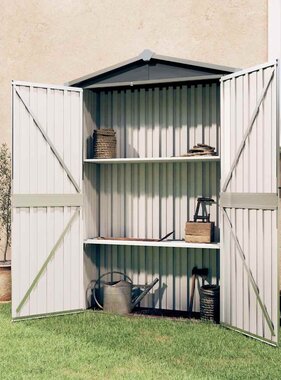 VidaXL Tuinschuur 116x45x175 cm gegalvaniseerd staal grijs