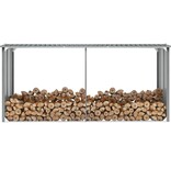VidaXL Haardhoutschuur 330x92x153 cm gegalvaniseerd staal grijs