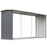 VidaXL Haardhoutschuur 330x92x153 cm gegalvaniseerd staal grijs