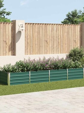 VidaXL Plantenbak verhoogd 320x80x45 cm gegalvaniseerd staal groen