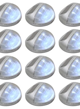 VidaXL LED-wandlampen solar rond zilver 12 st
